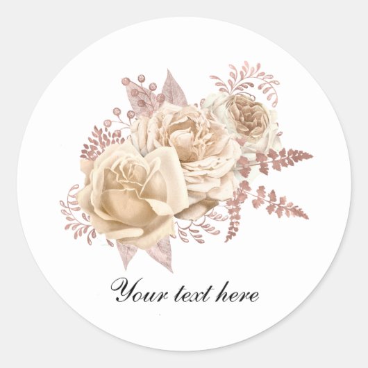 Elegant Ivory roses customizable Runder Aufkleber (Vorderseite)