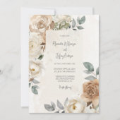 Elegant Ivory Roses Wedding Invitation Einladung (Vorderseite)