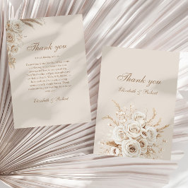 Elegant Ivory Roses Wedding Thank You Card Dankeskarte