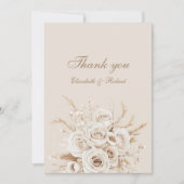 Elegant Ivory Roses Wedding Thank You Card Dankeskarte (Vorderseite)