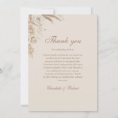 Elegant Ivory Roses Wedding Thank You Card Dankeskarte (Rückseite)