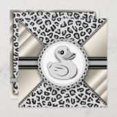 Elegant Ivory Rubber Duck Baby Shower Einladung (Vorne/Hinten)