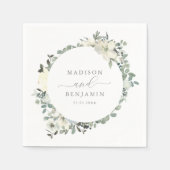 Elegant Ivory Sage Blumengrün Hochzeit Napkins Serviette (Vorderseite)