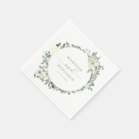 Elegant Ivory Sage Blumengrün Hochzeit Napkins Serviette (Ecke)