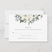 Elegant Ivory Sage Blumengrün Hochzeit RSVP Karte (Vorderseite)