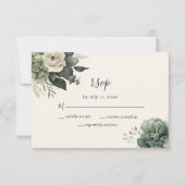 Elegant Ivory Sage Blumengrün Hochzeit RSVP Karte (Vorderseite)
