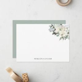 Elegant Ivory Sage Wasserfarben Mitteilungskarte