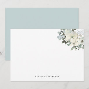 Elegant Ivory Sage Wasserfarben Mitteilungskarte