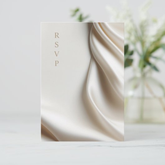 elegant ivory satin wedding meal choices RSVP (Stehend Vorderseite)