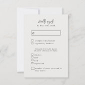 elegant ivory satin wedding meal choices RSVP (Rückseite)
