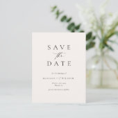 Elegant Ivory Save the Date Postkarte (Stehend Vorderseite)