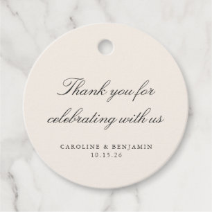 Elegant Ivory Script Wedding Custom Vielen Dank Geschenkanhänger