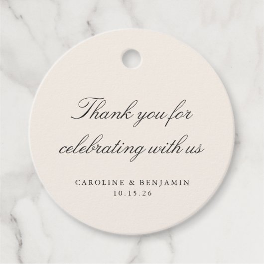 Elegant Ivory Script Wedding Custom Vielen Dank Geschenkanhänger (Vorderseite)