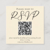 Elegant Ivory Simple Wedding RSVP QR Code Begleitkarte (Vorderseite)
