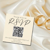 Elegant Ivory Simple Wedding RSVP QR Code Begleitkarte