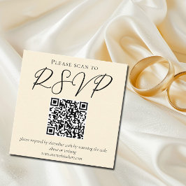 Elegant Ivory Simple Wedding RSVP QR Code Begleitkarte