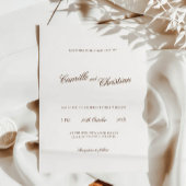 Elegant Ivory & Warm Brown Calligraphy Wedding Einladung