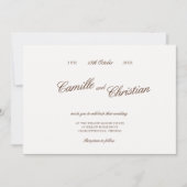 Elegant Ivory & Warm Brown Calligraphy Wedding Einladung (Vorderseite)