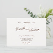 Elegant Ivory & Warm Brown Calligraphy Wedding Einladung (Stehend Vorderseite)