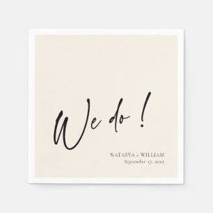 Elegant Ivory "We Do" Personalisierte Hochzeit Nap Serviette