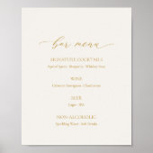 Elegant Ivory Wedding Bar Menu Sign Poster (Vorne)
