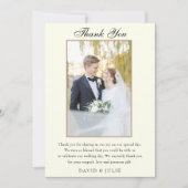 Elegant Ivory Wedding Foto Dankeschön Card Dankeskarte (Vorderseite)