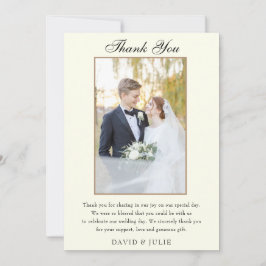 Elegant Ivory Wedding Foto Dankeschön Card Dankeskarte
