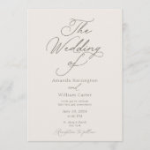 Elegant Ivory Wedding Invitation with Pattern Back Einladung (Vorderseite)