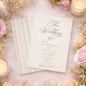 Elegant Ivory Wedding Invitation with Pattern Back Einladung