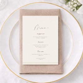 Elegant Ivory Wedding Menu with Thank You Card Einladung