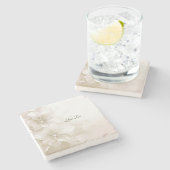 Elegant Ivory White Blume Stone Untersetzer (Seitenansicht)