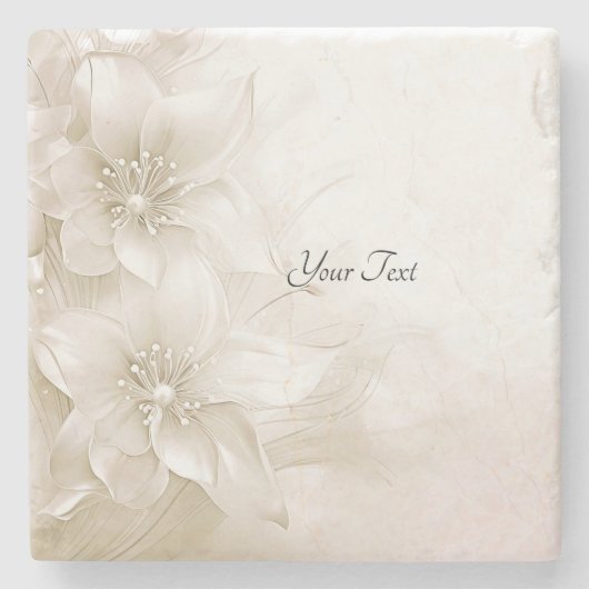 Elegant Ivory White Blume Stone Untersetzer (Vorderseite)