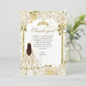 Elegant Ivory White Floral Foto Quinceañera Dankeskarte (Stehend Vorderseite)