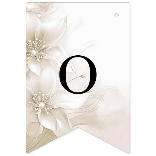 Elegant Ivory White Flowers Bunting Flag Wimpelkette (Zweite Fahne)