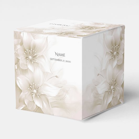 Elegant Ivory White Flowers Favor Box Geschenkschachtel (Vorderseite)