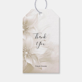 Elegant Ivory White Flowers Gift Tag Geschenkanhänger