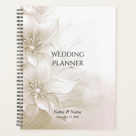 Elegant Ivory White Flowers Planner Planer (Vorderseite)