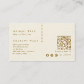 Elegant Ivory White Glitzer Creamy Gold Monogram Visitenkarte (Rückseite)