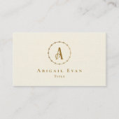 Elegant Ivory White Glitzer Creamy Gold Monogram Visitenkarte (Vorderseite)