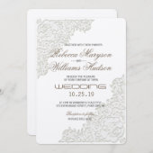 Elegant Ivory White Lace Corner Einladung Hochzeit (Vorne/Hinten)