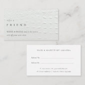 Elegant Ivory White Leather Texture Weiterempfehle Visitenkarte (Vorne/Hinten)