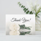 Elegant Ivory White Mirrored Rose Simple Wedding Dankeskarte (Stehend Vorderseite)