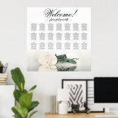 Elegant Ivory White Rose 21 Tabelle Seating Chart Poster (Heimbüro)