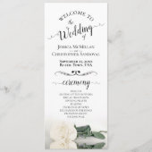 Elegant Ivory White Rose Einfache romantische Hoch Programm (Vorderseite)