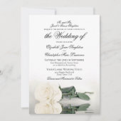 Elegant Ivory White Rose Feierliche Hochzeit Einladung (Vorderseite)