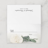Elegant Ivory White Rose Hochzeitstil Platzkarte (Außenseite Aufgefaltet)