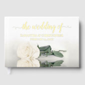 Elegant Ivory White Rose Kleine Hochzeit Gästebuch (Vorderseite)