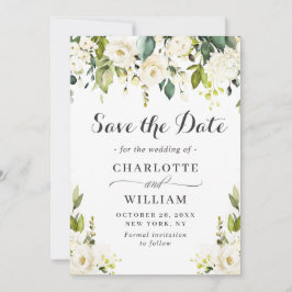 Elegant Ivory White Roses Grüne Hochzeit Save The Date