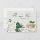 Elegant Ivory White Roses Wedding Vielen Dank Dankeskarte (Vorderseite)