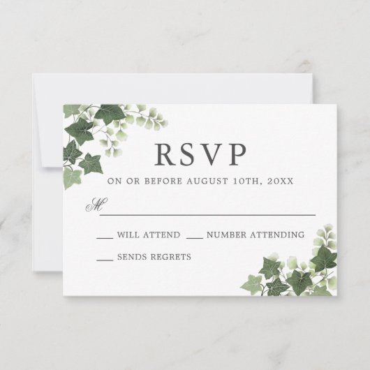 Elegant Ivy and Fern Wedding RSVP (Vorderseite)